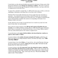 Response to recognition at Chicago New Sanctuary Coalition, April 26, 2009