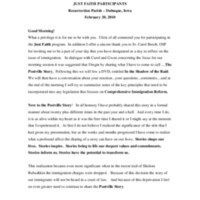 The Postville story, Just Faith participants, Resurrection Parish, Dubuque, Iowa, February 20, 2010